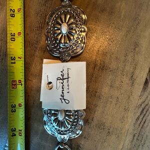 Silver Concho Belt with Beige Stones